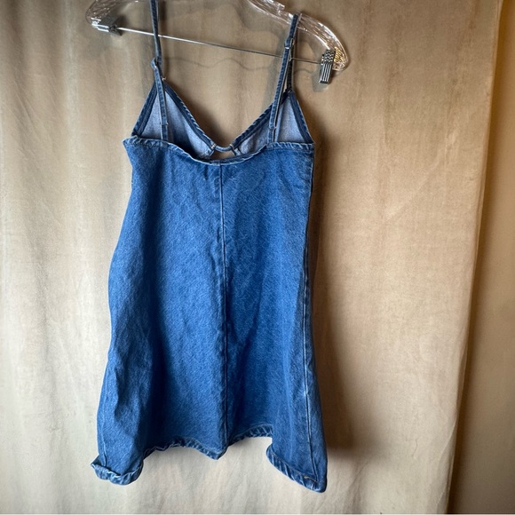 Princess Polly Arwen Denim Mini Dress Blue Slip Dress with Cutout Detail Size 4 - Picture 4 of 10